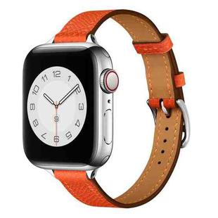 Small Waist Leather Watch Band For Apple Watch Series 8&7 41mm / SE 2&6&SE&5&4 40mm / 3&2&1 38mm(Flame Orange)