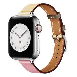 Small Waist Leather Watch Band For Apple Watch Series 8&7 41mm / SE 2&6&SE&5&4 40mm / 3&2&1 38mm(Cherry Pink + Pink White)