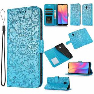 For Xiaomi Redmi 8A Skin Feel Embossed Sunflower Horizontal Flip Leather Case with Holder & Card Slots & Wallet & Lanyard(Blue)