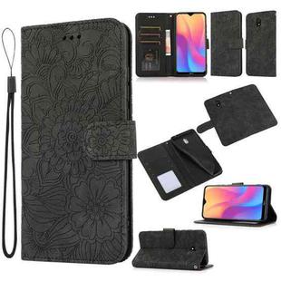 For Xiaomi Redmi 8A Skin Feel Embossed Sunflower Horizontal Flip Leather Case with Holder & Card Slots & Wallet & Lanyard(Black)