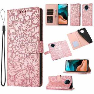 For Xiaomi Redmi K30 Pro Skin Feel Embossed Sunflower Horizontal Flip Leather Case with Holder & Card Slots & Wallet & Lanyard(Rose Gold)