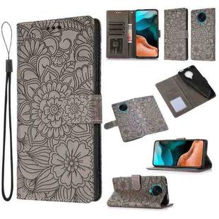 For Xiaomi Redmi K30 Pro Skin Feel Embossed Sunflower Horizontal Flip Leather Case with Holder & Card Slots & Wallet & Lanyard(Grey)