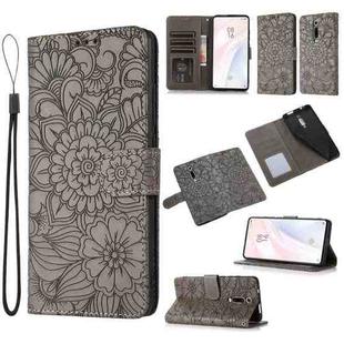 For Xiaomi Redmi K20 Skin Feel Embossed Sunflower Horizontal Flip Leather Case with Holder & Card Slots & Wallet & Lanyard(Grey)