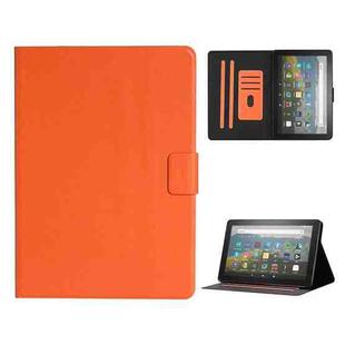 For Amazon Fire HD 10 (2021) Pure Color Horizontal Flip Leather Case with Card Slots & Holder & Sleep / Wake-up Function(Orange)