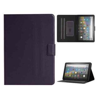 For Amazon Fire HD 10 (2021) Pure Color Horizontal Flip Leather Case with Card Slots & Holder & Sleep / Wake-up Function(Purple)
