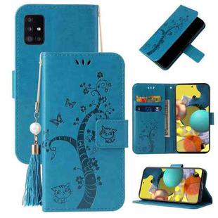 For Samsung Galaxy M51 Embossed Lucky Tree Horizontal Flip Leather Case with Holder & Card Slot & Wallet & Lanyard(Blue)