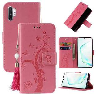 For Samsung Galaxy Note10+ Embossed Lucky Tree Horizontal Flip Leather Case with Holder & Card Slot & Wallet & Lanyard(Pink)