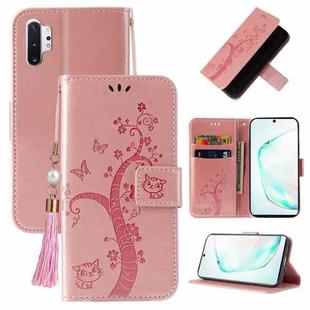 For Samsung Galaxy Note10+ Embossed Lucky Tree Horizontal Flip Leather Case with Holder & Card Slot & Wallet & Lanyard(Rose Gold)
