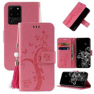 For Samsung Galaxy Note20 Ultra Embossed Lucky Tree Horizontal Flip Leather Case with Holder & Card Slot & Wallet & Lanyard(Pink)