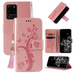 For Samsung Galaxy Note20 Ultra Embossed Lucky Tree Horizontal Flip Leather Case with Holder & Card Slot & Wallet & Lanyard(Rose Gold)