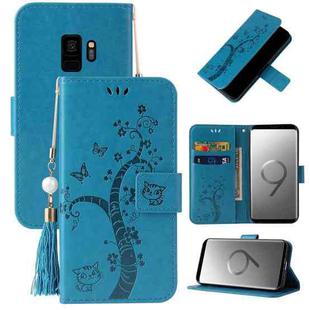 For Samsung Galaxy S9 Embossed Lucky Tree Horizontal Flip Leather Case with Holder & Card Slot & Wallet & Lanyard(Blue)