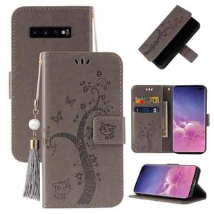 For Samsung Galaxy S10 Embossed Lucky Tree Horizontal Flip Leather Case with Holder & Card Slot & Wallet & Lanyard(Grey)