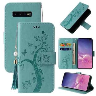 For Samsung Galaxy S10 Embossed Lucky Tree Horizontal Flip Leather Case with Holder & Card Slot & Wallet & Lanyard(Green)
