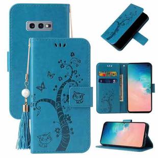 For Samsung Galaxy S10e Embossed Lucky Tree Horizontal Flip Leather Case with Holder & Card Slot & Wallet & Lanyard(Blue)