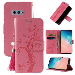 For Samsung Galaxy S10e Embossed Lucky Tree Horizontal Flip Leather Case with Holder & Card Slot & Wallet & Lanyard(Pink)