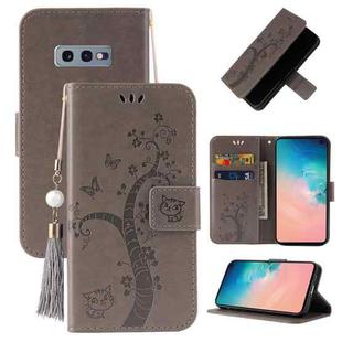 For Samsung Galaxy S10e Embossed Lucky Tree Horizontal Flip Leather Case with Holder & Card Slot & Wallet & Lanyard(Grey)