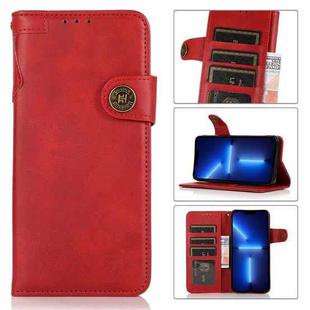 For iPhone 13 Pro Max KHAZNEH Dual-Splicing Cowhide Texture Horizontal Flip Leather Case with Holder & Card Slots & Wallet & Lanyard (Red)