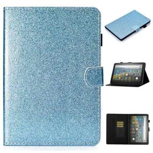 For Amazon Fire HD 10 (2021) Glitter Powder Horizontal Flip Leather Case with Card Slots & Holder & Sleep / Wake-up Function(Blue)