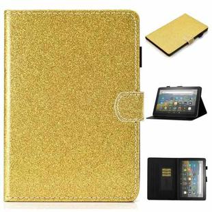 For Amazon Fire HD 10 (2021) Glitter Powder Horizontal Flip Leather Case with Card Slots & Holder & Sleep / Wake-up Function(Gold)