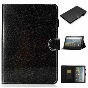 For Amazon Fire HD 10 (2021) Glitter Powder Horizontal Flip Leather Case with Card Slots & Holder & Sleep / Wake-up Function(Black)