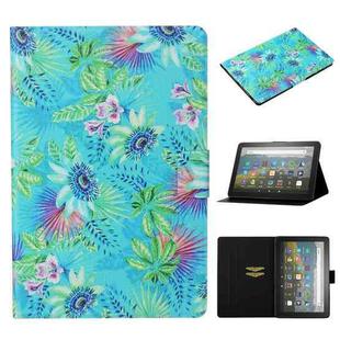 For Amazon Fire HD 10 (2021) Voltage Texture Coloured Drawing Horizontal Flip Leather Case with Holder & Card Slot & Sleep / Wake-up Function(Flowers)