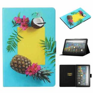 For Amazon Fire HD 10 (2021) Voltage Texture Coloured Drawing Horizontal Flip Leather Case with Holder & Card Slot & Sleep / Wake-up Function(Pineapple)