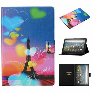 For Amazon Fire HD 10 (2021) Voltage Texture Coloured Drawing Horizontal Flip Leather Case with Holder & Card Slot & Sleep / Wake-up Function(Romantic Tower)