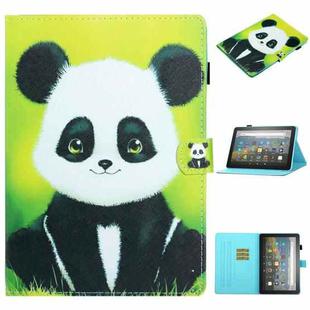 For Amazon Fire HD 10 (2021) Coloured Drawing Stitching Horizontal Flip Leather Case with Holder & Card Slot & Sleep / Wake-up Function(Panda)