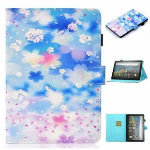 For Amazon Fire HD 10 (2021) Coloured Drawing Stitching Horizontal Flip Leather Case with Holder & Card Slot & Sleep / Wake-up Function(Petal Rain)