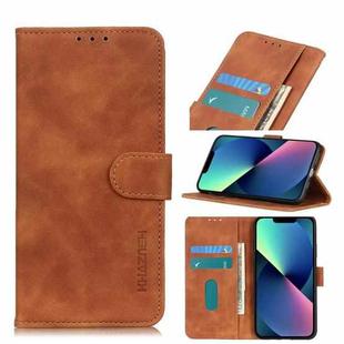 For iPhone 13 mini KHAZNEH Retro Texture PU + TPU Horizontal Flip Leather Case with Holder & Card Slots & Wallet (Brown)