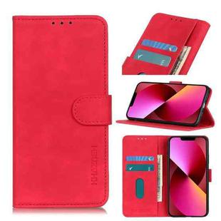 For iPhone 13 KHAZNEH Retro Texture PU + TPU Horizontal Flip Leather Case with Holder & Card Slots & Wallet(Red)