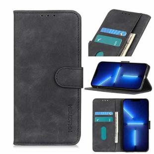 For iPhone 13 Pro KHAZNEH Retro Texture PU + TPU Horizontal Flip Leather Case with Holder & Card Slots & Wallet (Black)