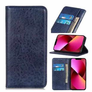 For iPhone 13 Magnetic Crazy Horse Texture Horizontal Flip Leather Case with Holder & Card Slots & Wallet(Blue)