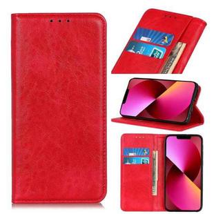 For iPhone 13 Magnetic Crazy Horse Texture Horizontal Flip Leather Case with Holder & Card Slots & Wallet(Red)
