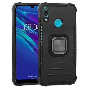 For Huawei Y7 (2019) / Y7 Prime 2019 Fierce Warrior Series Armor All-inclusive Shockproof Aluminum Alloy + TPU Protective Case with Ring Holder(Black)