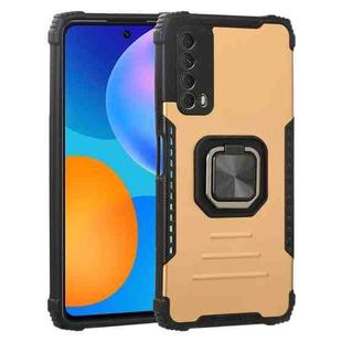 For Huawei Y7a / P smart 2021 Fierce Warrior Series Armor All-inclusive Shockproof Aluminum Alloy + TPU Protective Case with Ring Holder(Gold)