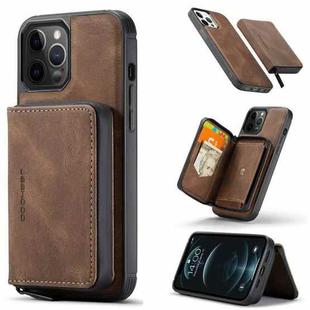 For iPhone 12 / 12 Pro JEEHOOD Magnetic Zipper Horizontal Flip Leather Case with Holder & Card Slot & Wallet(Brown)
