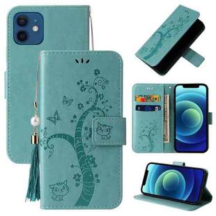 For iPhone 12 mini Embossed Lucky Tree Horizontal Flip Leather Case with Holder & Card Slot & Wallet & Lanyard (Green)