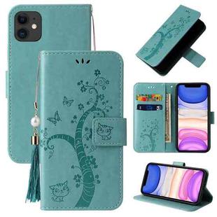 For iPhone 11 Embossed Lucky Tree Horizontal Flip Leather Case with Holder & Card Slot & Wallet & Lanyard (Green)