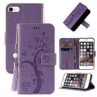 Embossed Lucky Tree Horizontal Flip Leather Case with Holder & Card Slot & Wallet & Lanyard For iPhone 8 Plus / 7 Plus(Purple)