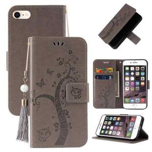 Embossed Lucky Tree Horizontal Flip Leather Case with Holder & Card Slot & Wallet & Lanyard For iPhone 8 Plus / 7 Plus(Grey)