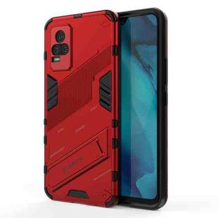 For vivo Y37 / V21e 4G Punk Armor 2 in 1 PC + TPU Shockproof Case with Invisible Holder(Red)