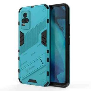 For vivo Y37 / V21e 4G Punk Armor 2 in 1 PC + TPU Shockproof Case with Invisible Holder(Blue)