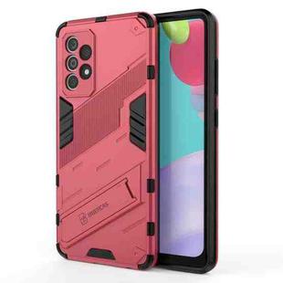 For Samsung Galaxy A52 5G Punk Armor 2 in 1 PC + TPU Shockproof Case with Invisible Holder(Light Red)