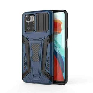 For Xiaomi Redmi Note 10 Pro 5G War Chariot Series Armor All-inclusive Shockproof PC + TPU Protective Case with Invisible Holder(Blue)