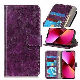 For iPhone 13 Retro Crazy Horse Texture Horizontal Flip Leather Case with Holder & Card Slots & Photo Frame & Wallet(Purple)