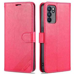 For OPPO Reno6 / Reno6 Pro 5G AZNS Sheepskin Texture Horizontal Flip Leather Case with Holder & Card Slots & Wallet(Red)