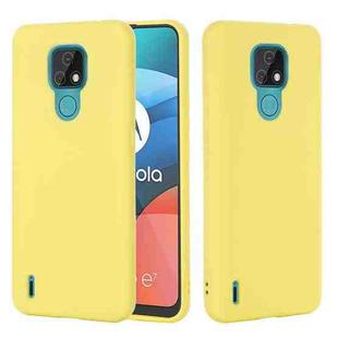 For Motorola Moto E7 2020 Pure Color Liquid Silicone Shockproof Full Coverage Case(Yellow)