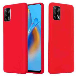 For OPPO A74 4G / F19 Pure Color Liquid Silicone Shockproof Full Coverage Case(Red)