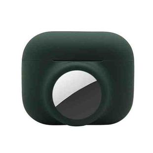 2 in 1 Shockproof Full Coverage Silicone Protective Case For AirPods Pro / AirTag(Dark Green)